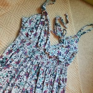 Torrid size 2 aqua, pink floral soft maxi dress